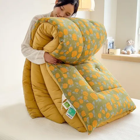 Double Layer Gauze Winter Quilt Four Season Universal Quilt Core Floral Printed Warm Bedding Quilt Core