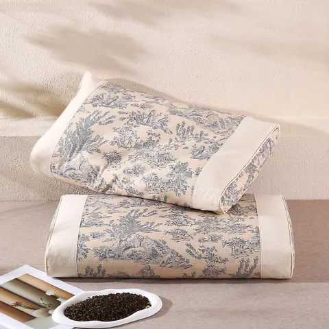 Cotton Linen Buckwheat Pillow Core Neck Support Sleeping Pillow Breathable Removable Washable Home Bedding Pillowcase