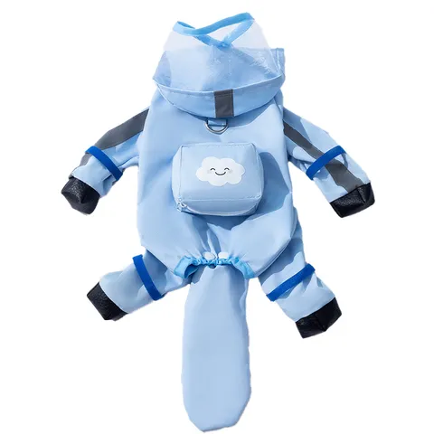 Imperméable pour Chien avec Capuche Bande Réfléchissante et Trou de Laisse Veste de Pluie Complète pour Petits et Moyens Chiens