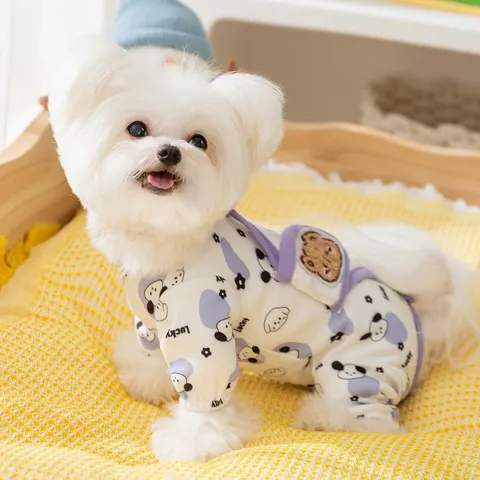 Abbigliamento per Cani Autunno Inverno Tuta Calda a Quattro Zampe Simpatico Orso Cucciolo Vestiti Velluto Tedesco
