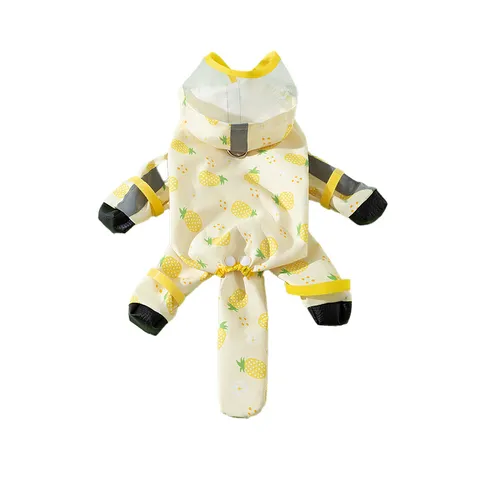 Wasserdichter Hunderegenmantel Vier Beine Vollständige Abdeckung Kleine Mittlere Hunde Mit Kapuze Haustier Poncho Mit Transparentem Rand Leinenloch