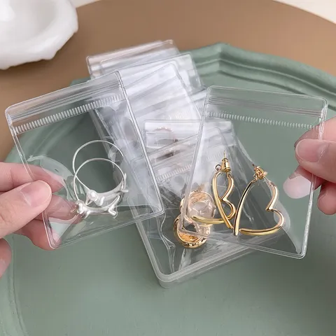 Sacchetti di Conservazione per Gioielli Ziplock in PVC Trasparente Spessi Buste Sigillanti per Orecchini Anti-Ossidazione