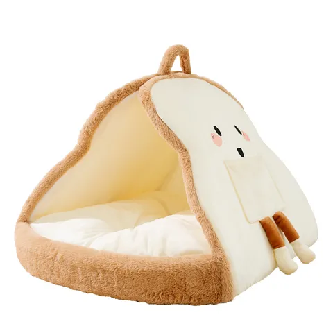 Letto Tenda Chiuso Caldo Invernale per Animali Domestici in Morbido Peluche a Forma di Pane per Cani e Gatti Piccoli