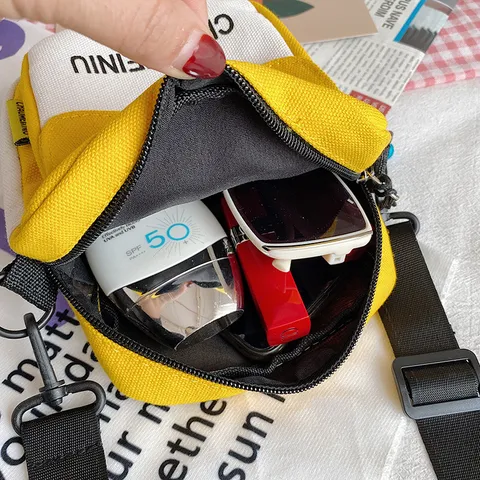 Borsa A Tracolla In Tela Da Donna Piccola Borsa Casual A Spalla Blocco Colore Messenger Bag Carino Studente Quotidiano