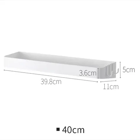Wall Mounted Bathroom Storage Rack Plastic Punch Free Kitchen Organizer Shelf With Hooks Sundries Holder