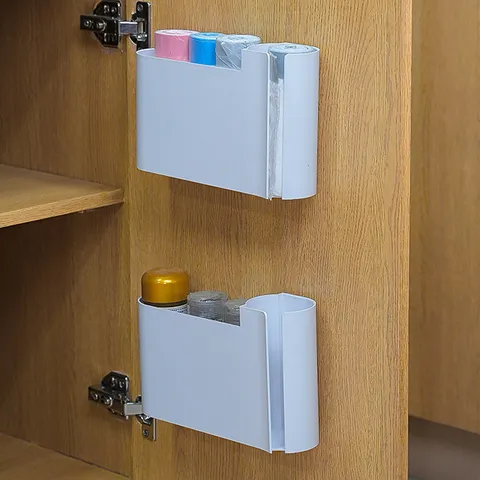 Wall Mounted Plastic Trash Bag Storage Box Kitchen Garbage Bag Dispenser Organizer Wall Storage Holder Box For Home