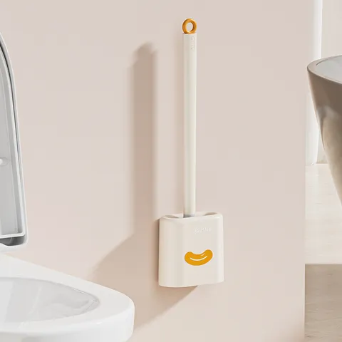 Wall Mounted Toilet Brush And Plunger Set 2 In 1 Plastic Toilet Bowl Cleaner With Holder And Dredging Strip Bathroom Tool