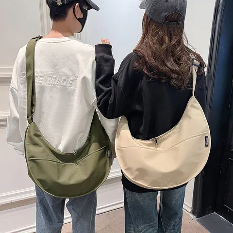 Casual Oxford Dumpling Bag For Women Large Capacity Solid Color Shoulder Crossbody Bag