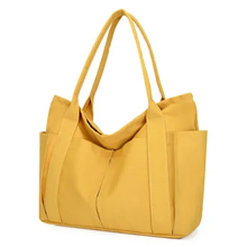 Large Capacity Canvas Tote Bag Casual Japanese Style Shoulder Bag Multi Pocket Handbag For Women Daily Commute