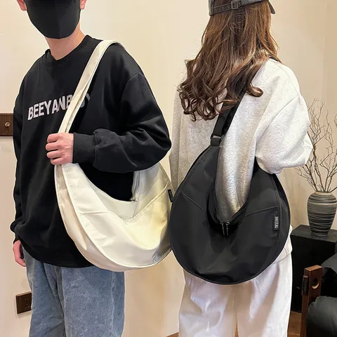 Casual Oxford Dumpling Bag For Women Large Capacity Solid Color Shoulder Crossbody Bag