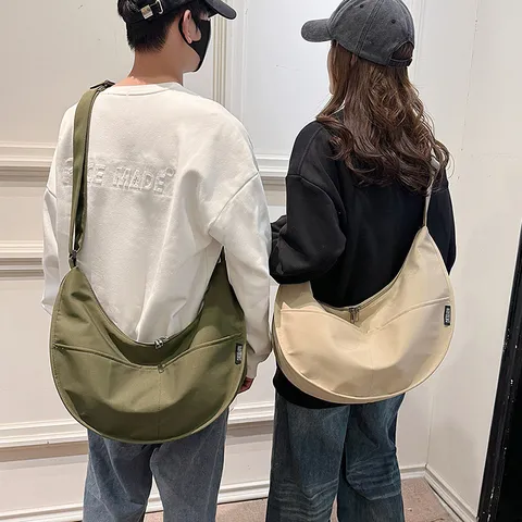 Casual Large Capacity Oxford Cloth Canvas Crossbody Bag Dumpling Bag Vintage Solid Color Shoulder Bag For Women