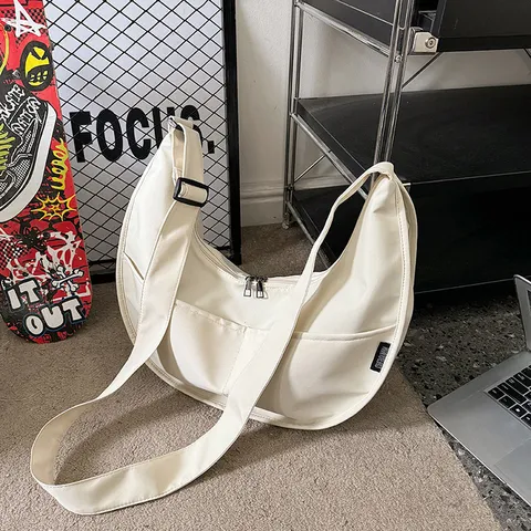 Casual Large Capacity Oxford Cloth Canvas Crossbody Bag Dumpling Bag Vintage Solid Color Shoulder Bag For Women