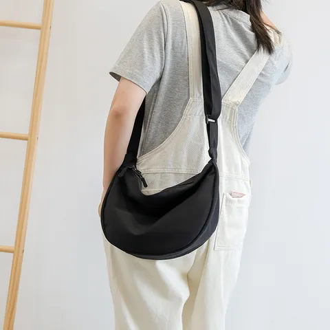 Casual Oxford Cloth Shoulder Bag For Women Large Capacity Dumpling Crossbody Bag Simple Solid Color Daily Travel Handbag