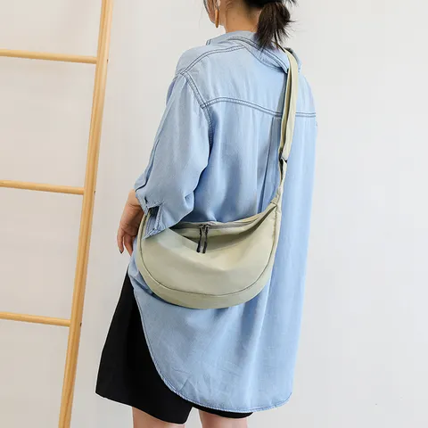 Casual Oxford Cloth Shoulder Bag For Women Large Capacity Dumpling Crossbody Bag Simple Solid Color Daily Travel Handbag