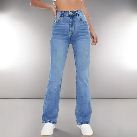Women's High Waisted Flare Jeans Casual Slim Fit Stretch Denim Long Trousers