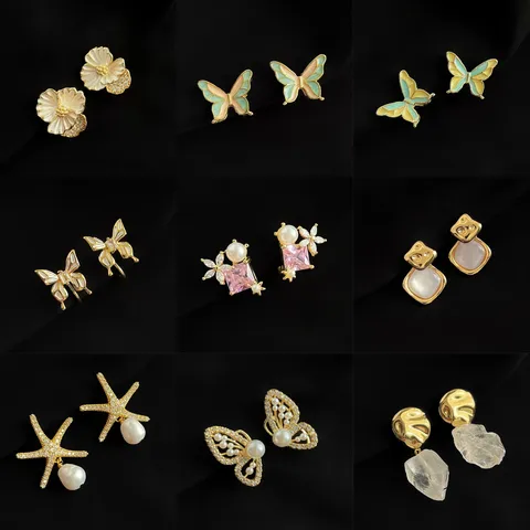 Premium Vergoldetes Kupfer Ohrclips Für Unpierced Ohren Geometrische Strass Mode Schleife Blume Ohrringe Für Damen Schmuck Geschenk