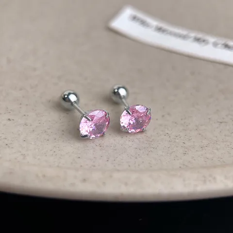 304 Edelstahl Ohrstecker Mit Schraubverschluss Für Damen Bunter Zirkonia Ohrknorpelstecker Schlaffreundlicher Anti-Verlust Piercing Schmuck