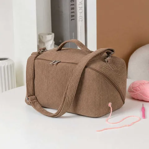 Ribvelours Garen Opbergtas Grote Capaciteit Handtas Brei- en Haakorganizer Multipurpose Tote Bag Voor Dagelijks Gebruik