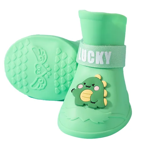 Scarpe da Pioggia Impermeabili Antiscivolo in Silicone per Cani Domestici Simpatici Stivaletti con Animali Cartoon