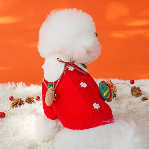 Schattige Kerst Huisdier Hond Trui Eland Sneeuwvlok Gebreide Trui Warme Winter Kat Kleding Puppy Kleding Vakantie Outfit