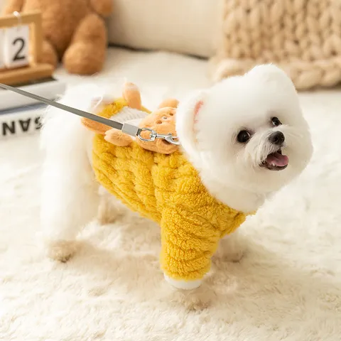 Leuke Cartoon Beer Hond Fleece Vest Warme Winter Huisdier Kleding Puppy Kat Kleding Zacht Comfortabel Trui Outfits