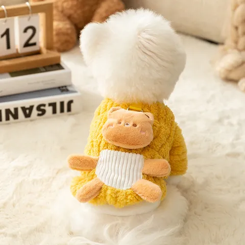 Leuke Cartoon Beer Hond Fleece Vest Warme Winter Huisdier Kleding Puppy Kat Kleding Zacht Comfortabel Trui Outfits