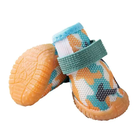 Scarpe per Cani in Maglia Traspirante Antiscivolo Resistenti all'Usura Suola in Gomma Fascia Elastica Antiscivolo Stivaletti per Cuccioli