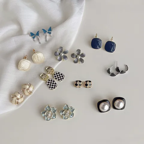 Luxus Mode Glasur Tropfen Blume Schmetterling Ohrstecker Für Damen Strass Künstliche Perle Geometrische Ohrringe Schmuck Geschenk