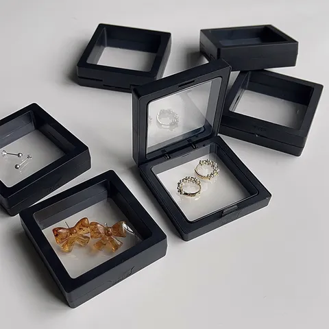 Schwarze PE-Folie Schmuck Display Box Schwebende Aufhängung Aufbewahrungsbox Transparenter Schmuck Organizer Für Ring Halskette Ohrring