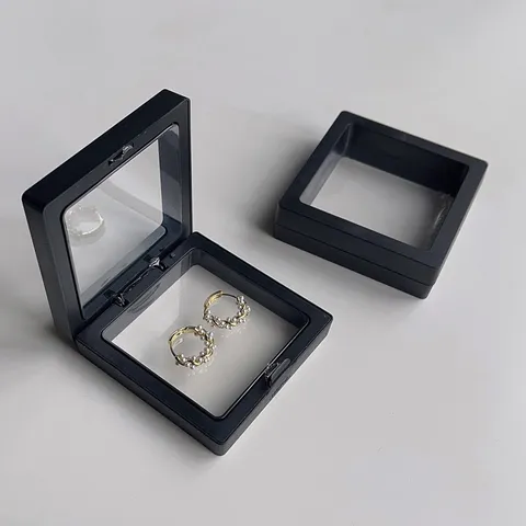Schwarze PE-Folie Schmuck Display Box Schwebende Aufhängung Aufbewahrungsbox Transparenter Schmuck Organizer Für Ring Halskette Ohrring