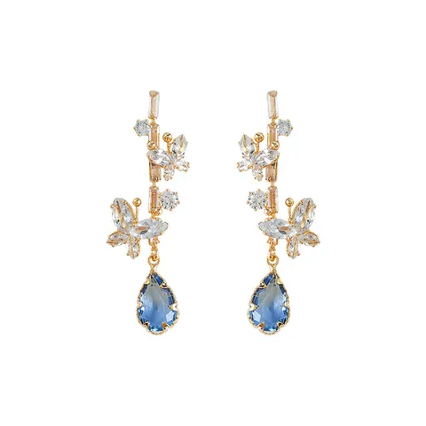 18K Vergoldete Ohrclips Ohne Loch Elegante Zirkonia Künstliche Perle Schmetterling Blume Ohrklemmen Damen Mode Schmuck