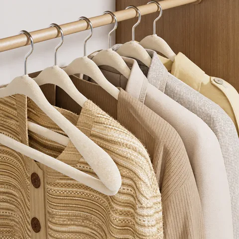 Flocked Velvet Clothes Hangers Non Slip Wide Shoulder Heavy Duty Coat Hangers Trace Proof Space Saving Closet Hanger