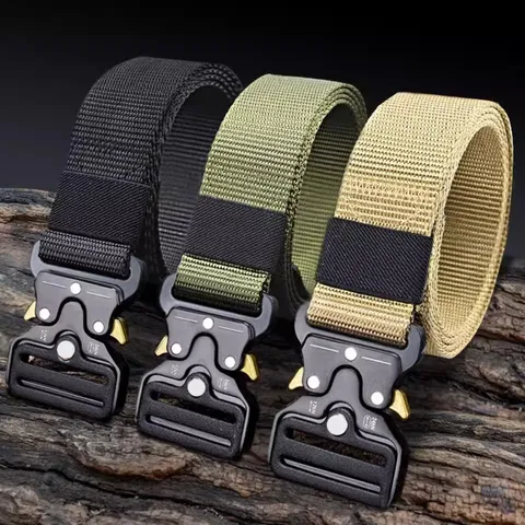 Women Canvas Belt Outdoor Tactical Waist Belt Alloy Quick Release Buckle Minimalist Casual Fashion Belt For Women