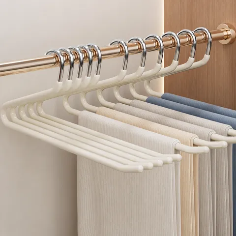 Stainless Steel Pants Hanger Multi Layer Space Saving S Shaped Z Shaped Trouser Hangers Non Slip Closet Storage Organizer Rack
