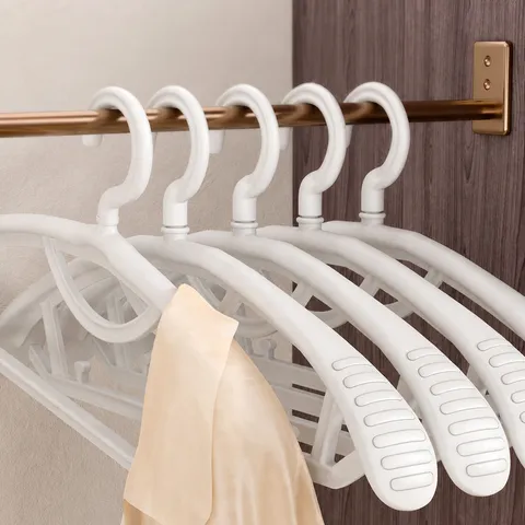 Household Seamless Plastic Hanger Wide Shoulder Anti-Slip Drying Rack Clothes Storage Organizer For Home Wardrobe