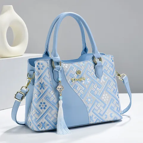Γυναικεία Μοντέ Syle Bucket Bag Κινεζικού Στυλ Κεντημένη Τσάντα Χεριού PU Leather Crossbody Tassel Casual Travel