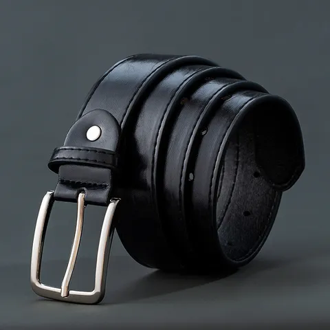 Ceinture en Cuir PU Vintage pour Hommes Boucle à Ardillon Rétro Alliage Métal Jeans d'Affaires Pantalons Taille