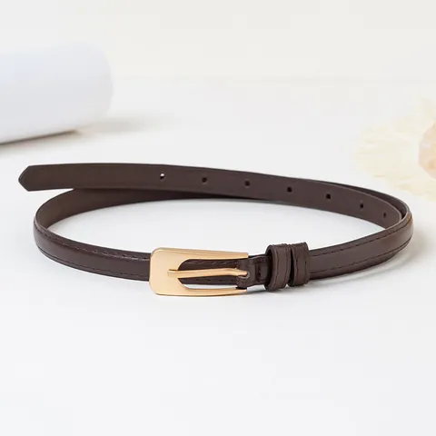 Ceinture Fine en Cuir PU Mode pour Femme Minimaliste Décontractée Robe Jean Ceinture Élégante Boucle en Métal pour Dame