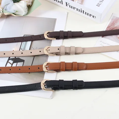 Ceinture Fine en Cuir PU Minimaliste pour Femme Boucle Ardillon Décontractée Polyvalente Bande de Taille Accessoires de Pantalon