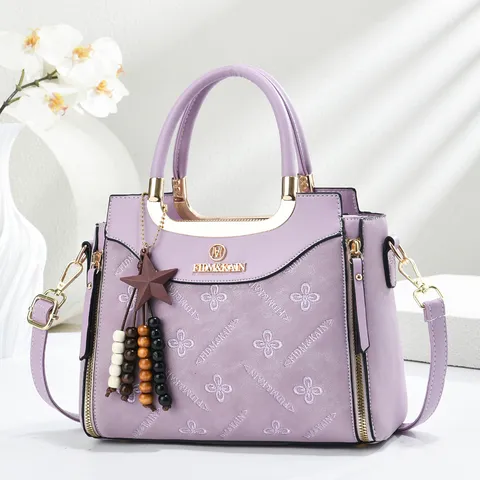 Γυναικείο Δερμάτινο PU Τσάντα Omou Casual Crossbody Tsanta Megalis Horitikotitas Tote me Diakosmisi Fountas