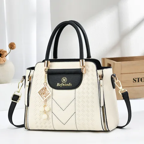 Γυναικεία Casual Τσάντα Ώμου Crossbody από PVC με Διακόσμηση Πέρλας