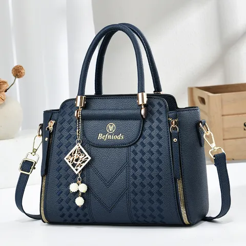 Γυναικεία Casual Τσάντα Ώμου Crossbody από PVC με Διακόσμηση Πέρλας