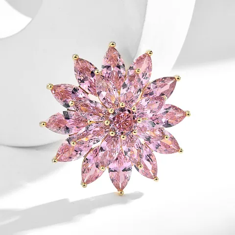 Broche de Copo de Nieve de Zircón Microincrustado de Alta Gama Lujo Elegante Cristal Flor Pin de Solapa Regalo Joyería de Moda para Mujer