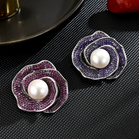 Broche de Flor de Camelia de Lujo Con Perla de Agua Dulce y Strass Accesorios Elegantes para Traje Abrigo Joyería