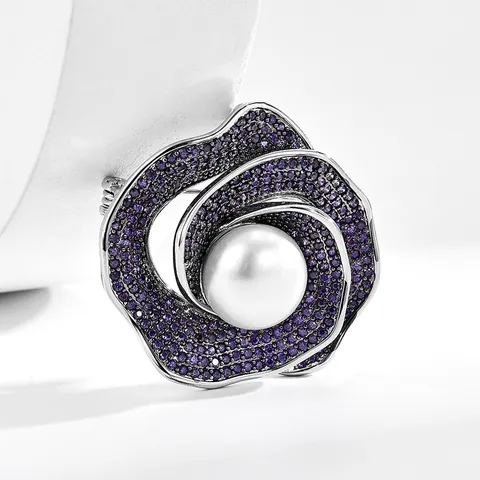 Broche de Flor de Camelia de Lujo Con Perla de Agua Dulce y Strass Accesorios Elegantes para Traje Abrigo Joyería