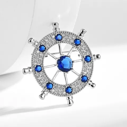 Herren Steuerrad Brosche Kupfer Mikro-Eingelegt Zirkonia Anzug Mantel Kragen Nadel Mode Schmuck Zubehör