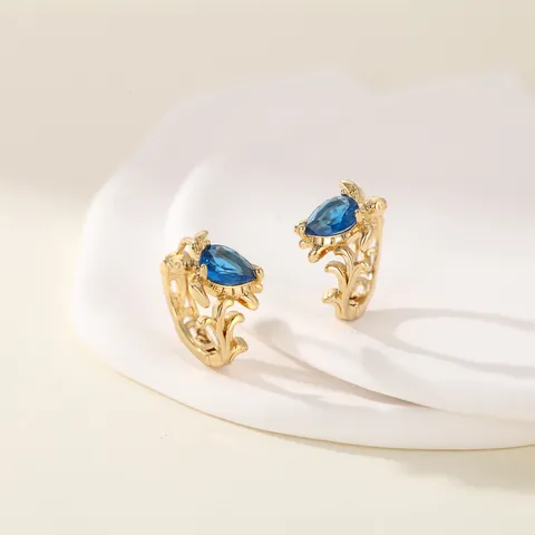 Moda Blu Cristallo Tartaruga Orecchini a Bottone Rame Placcato Oro Zircone Carino Animale Tartaruga Marina Orecchini Donna Gioielli