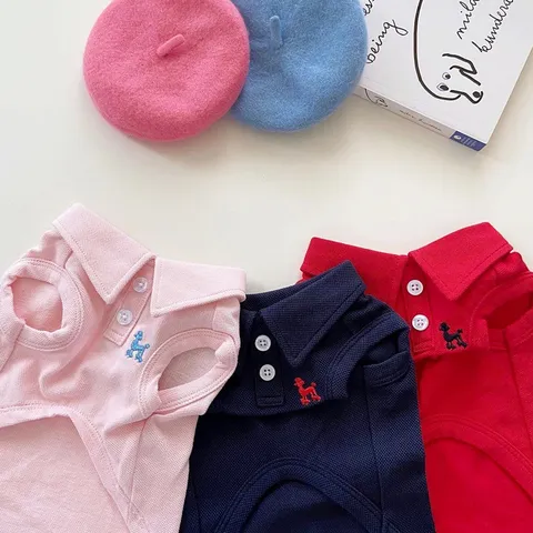 Sommer Atmungsaktives Haustier Polo T-Shirt Einfarbig Kurzarm Weste Süße Welpen Katzen Kleidung Kleine Hunde Bekleidung