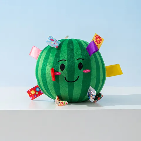 Jouet Chien Balle en Peluche Grinçante Jouet Interactif Mâcher Dentition Avec Rubans Colorés et Clochette pour Chiot Fournitures pour Animaux