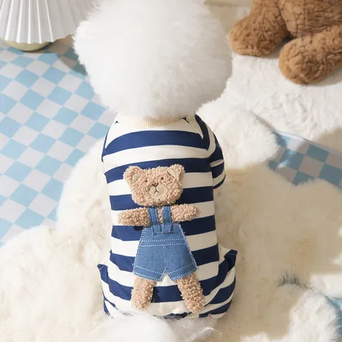Schattig Berenpatroon Thermovleece Huisdier Vierbenige Kleding Warme Hondenpyjama Herfst Winter